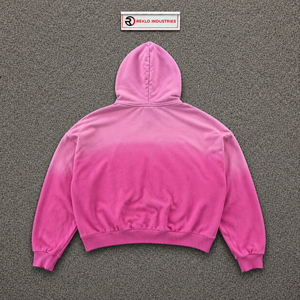เสื้อฮู้ดดี้สีชมพูขนาดใหญ่พิมพ์ลายหัวใจวิบวับแบบซิปหน้าสำหรับทุกเพศ ผ้าฟลีซ สไตล์ฤดูใบไม้ร่วง ผ้าฝ้ายฟลีซทันสมัย ขายส่ง - Product Image 6