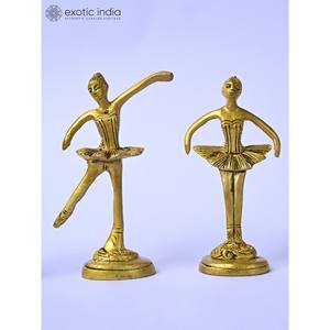 4-Inch Handmade <b>Small</b> Brass Ballerinas Sculptures Set for <b>Table</b> Decor and Home Decor Item Made In India - Product Image 3
