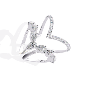 Bague de fiançailles de luxe en or jaune pour femme avec diamant taille poire et pierres naturelles certifiées - Product Image 6