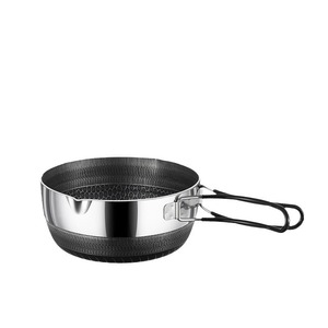 Outdoor Pots and <b>Pans</b> Camping Cookware Portable Camping 316 Stainless Steel Wok Non-stick Wok Handle Foldable Small Wok - Product Image 1