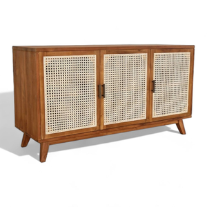 Two Doors Storage Sideboard Convertible Rattan Teak Wood Living Room Cabinet For Home Furniture Decoration - Product Image 2