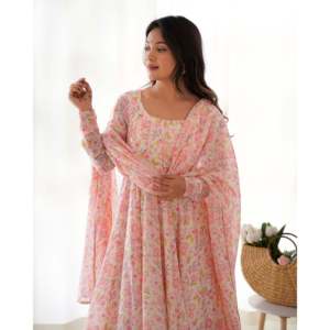 Hermoso Vestido Anarkali Talla XS con Estampado Floral para Fiestas - Product Image 3