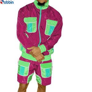 Conjunto Corto de Verano para Hombre, Cómodo y Personalizado, Estilo Vintage, Malla de Satén, Cierre de Cremallera, Bordado, Cortavientos Deportivo de Nailon Impermeable - Product Image 6