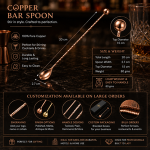 Cuchara de Bar de Cobre para Cócteles, Cuchara Mezcladora con Mango Trenzado, Agitador para Bartender, Mezclador de Bebidas Largas para Bar, Café, Mocktails, Cocina y Hogar - Product Image 5