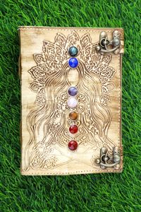 Diario de Cuero Genuino, Cuaderno de Notas Hecho a Mano, Regalo, Cuaderno de Cuero con Diseño de Diosa de los 7 Chakras - Product Image 3