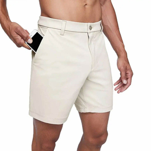 Pantalones Cortos Bermuda Beige para Hombre, Color Sólido, Tela Oxford de Algodón, Estilo Casual con Bolsillos, Cintura Media, Cierre de Botones - Product Image 5
