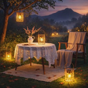 Farol Colgante de Ratán Natural Premium con Asa de Cuerda, Portavelas de Mimbre para Decoración de Jardín Interior y Exterior a Bajo Precio - Product Image 1