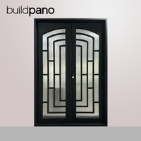 Porte antivol en fer forgé pour entrée de villa et extérieur de hall, au design moderne du milieu du siècle et à la structure solide et artisanale
