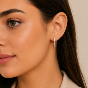 10K Gold Lab Grown Diamond Hoop <b>Earrings</b> | Eternity Hoops | VVS-VS Clarity <b>3mm</b> Modern Luxury Fine Jewelry Anniversary For Women - Product Image 2