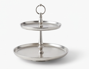 Premium Two-Tier Stainless Steel <b>Cake</b> <b>Stand</b> Handmade Hammered Finish Dessert Display For Wedding Events And Restaurants - Product Image 1