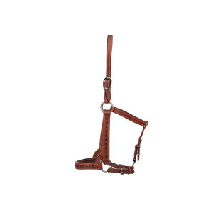 Brown Leather Horse Halter With Metal Buckles And Adjustable Straps For Equestrian Riding - Product Image 2