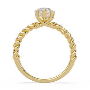 Bague de fiançailles en or pur 14 carats avec diamant de laboratoire taille cœur 1,00 carat certifié IGI, bande pavée torsadée, cadeau d'anniversaire - Meilleure vente - Product Image 4