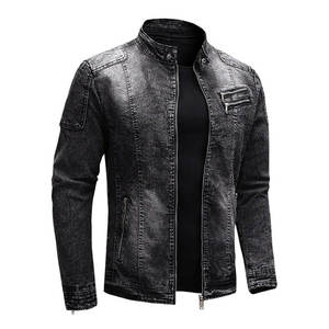 Veste en jean noire de qualité en gros, couleur unie, style décontracté, pour garçons et hommes, avec poches latérales, collection 2026 - Product Image 2