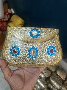 Nouvelle Pochette de Soirée et Sac à Main de Mariage en Mosaïque Kundan Faite à la Main, Qualité Supérieure, Élégante, pour Femme, Designer, Idéal pour Fêtes et Soirées, Prix Abordable - Product Image 1