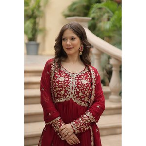 Robe de soirée brodée de paillettes - Multi-broderie - Élégante - Robe multi-travaux pour les occasions spéciales - Product Image 6