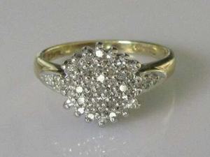 TISHYA DIAMOND Real Moissanite 2Ct Round Cut Cluster <b>Vintage</b> Women's Engagement <b>Ring</b> Sterling Silver <b>Gold</b> Plated 5.5gm - Product Image 4