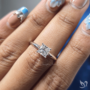 Bague de fiançailles solitaire classique en or 10K avec diamant de laboratoire taille princesse 1 carat certifié IGI et tige fendue - Product Image 5