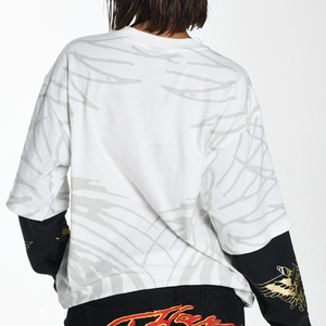 Camisetas de Manga Larga de Doble Capa para Hombre, 100% Algodón, Transpirables, Ecológicas, Estilo Vintage Lavado, Hip Hop Urbano - Product Image 3