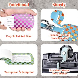 3 étiquettes de bagage en cuir approuvées, motif géométrique, pour valise, femme, voyage, longs trajets, logo personnalisé, promotion - Product Image 3