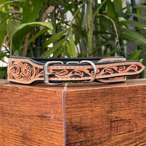 Usine directe en cuir usiné à la main perlé réglable et rembourré en cuir de vachette véritable collier de chien robuste Durable colliers pour animaux de compagnie - Product Image 6