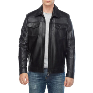 Premium Men Leather <b>Biker</b> <b>Jacket</b> with Custom Logo, High Quality Genuine Leather, Durable Metal Zippers, Modern Motorcycle Street - Product Image 1
