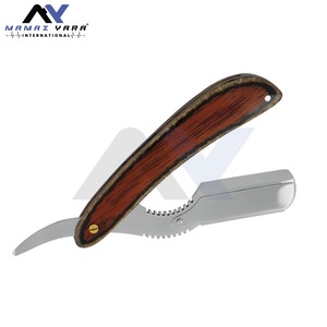 Professional Barber Razor <b>Single</b> Blade Stainless Steel Straight Edge Shaving Razor <b>Swing</b> Lock Custom Color Wooden Handle Face - Product Image 4