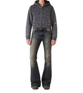 Sweat à capuche zippé personnalisé pour homme, entièrement orné de strass, en molleton de coton lavé 350 GSM, coupe régulière - Product Image 3