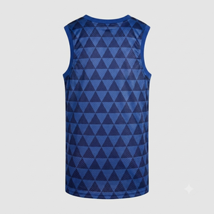 Maillot de basket personnalisé antibactérien respirant bleu roi sans manches col rond haut de sport coupe ample vêtements d'été pour hommes - Product Image 2