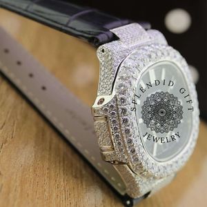 Reloj de Diamantes de Lujo Splendid Gift Jewelry, 28 mm, Moissanita/Brazalete de Plata, Cuarzo Analógico, Movimiento ETA, Esfera con Números Romanos, Zafiro - Product Image 4
