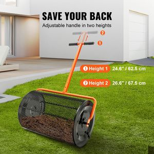 Spargiconcime Regolabile in Altezza per Compost Agricolo, Manico 24.4-25.6'', Rullo per Torba da Giardino/Legno di 24'' di Larghezza, Chiusure Laterali, Nuovo Rivestimento a Polvere - Product Image 5
