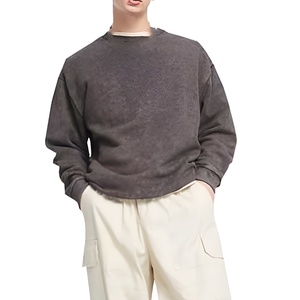 Vintage Cotton Heavyweight Fleece Drop Shoulder Plus Size Acid Wash Men's Winter Embroidered Custom Printed <b>Sweatshirt</b> OEM - Product Image 1