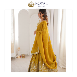 Hermosa Colección de Ropa de Boda de Diseño, Ropa India de Seda Pesada con Trabajo de Hilo y Lentejuelas, Lehenga Choli - Product Image 5