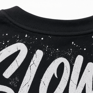 T-shirt noir à manches courtes et col rond pour homme, imprimé lettres « Back Slow Burn », style streetwear - Product Image 4