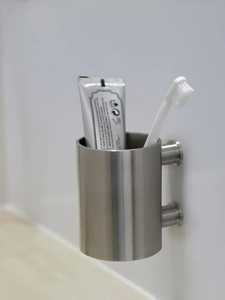 WOODEN wall mounted toothbrush and <b>toothpaste</b> <b>holder</b> cylindrical design bathroom accessories organizer - Product Image 5