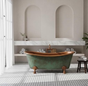 Bañera de cobre de lujo hecha a mano para un diseño de baño elegante con un centro de bañera de cobre de estilo atemporal. - Product Image 3