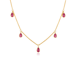 Handmade Precious Gemstone 100% Genuine <b>Ruby</b> Stacking Charm <b>Necklace</b> Pure K14 Yellow Gold July Birthstone Jewelry Supplier - Product Image 5