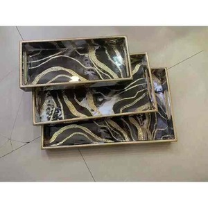 Trendy Metal Serving Tray Stylish Decorative Iron Tray for Coffee <b>Table</b> <b>Kitchen</b> Serving and Modern Home Decor Modern Metal Tray - Product Image 3