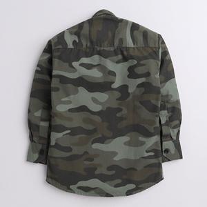 เสื้อเชิ้ตแขนยาวลายพรางทหารพิมพ์ลายทหาร - สีเขียว - Product Image 1