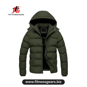 Chaqueta acolchada de invierno para hombre con capucha, a prueba de viento, informal, con cierre de cremallera, gruesa, de poliéster. - Product Image 1
