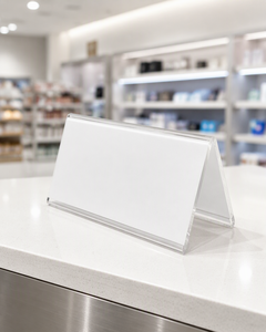 Transparent <b>Acrylic</b> Sign Holder | Desktop <b>Display</b> <b>Stand</b> for Menus, Signs & Promotions - Product Image 1