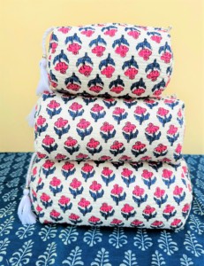 Block Printed Toiletry Bag: Large Waterproof Travel Cosmetic Bag Floral Print Toiletry Travel Pouches Boho <b>Shaving</b> <b>Kit</b> - Product Image 1