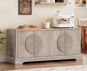 Aparador Moderno Retro Vintage Industrial de Madera de Mango Reciclada con 3 Puertas y Estructura de Hierro para Comedor, Hogar o Cocina - Product Image 3