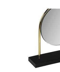 Round Makeup <b>Mirror</b> With Brass Frame Black Base Minimalist Design Adjustable Desk <b>Mirror</b> For Home Use - Product Image 3