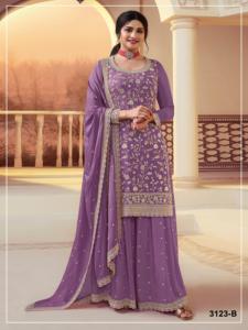 Traje Sharara Palazzo de Chinon Pesado con Bordado de Lentejuelas y Trabajo Zari, Compre Directamente del Proveedor a Precio de Fábrica - Product Image 3