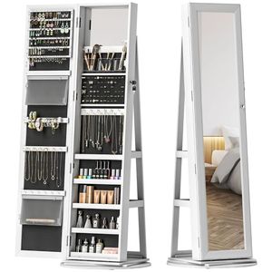 Specchio Decorativo Bianco con Armadietto Portagioie e Organizer per Trucchi - Product Image 4