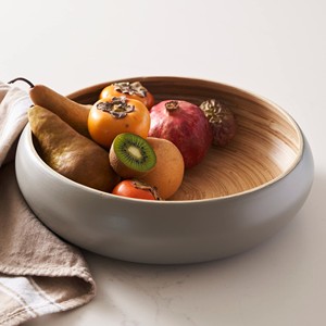 Aqdus Saleem Bol à fruits rectangulaire contemporain en bois de teck artisanal, incrustation nacre, pour installation sur table - Product Image 2