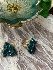 Green gold resin <b>cake</b> stand, flower <b>cake</b> stand, fruit stand, cupcake stand, pasture stand, <b>wedding</b> <b>cake</b> with resin flowers - Product Image 3