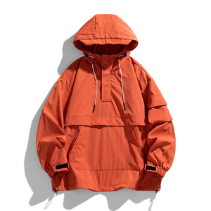 OEM Men Outdoor Nylon Jacket Waterproof Windbreaker Lightweight Hooded Sportswear Custom Logo <b>Covered</b> <b>Button</b> Jacket - Product Image 6