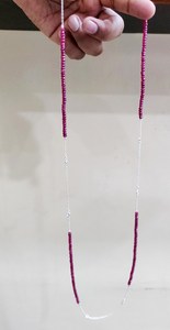 Collar de Plata de Ley con Cuentas Facetadas de Piedras Preciosas Naturales de 4 mm, 34 Pulgadas, Rubí - Product Image 5