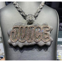 Collier Hip Hop personnalisé avec pendentif « Juice » en Moissanite et Diamant, Chaîne Bling Iced Out, Bijoux de Luxe pour Rappeur